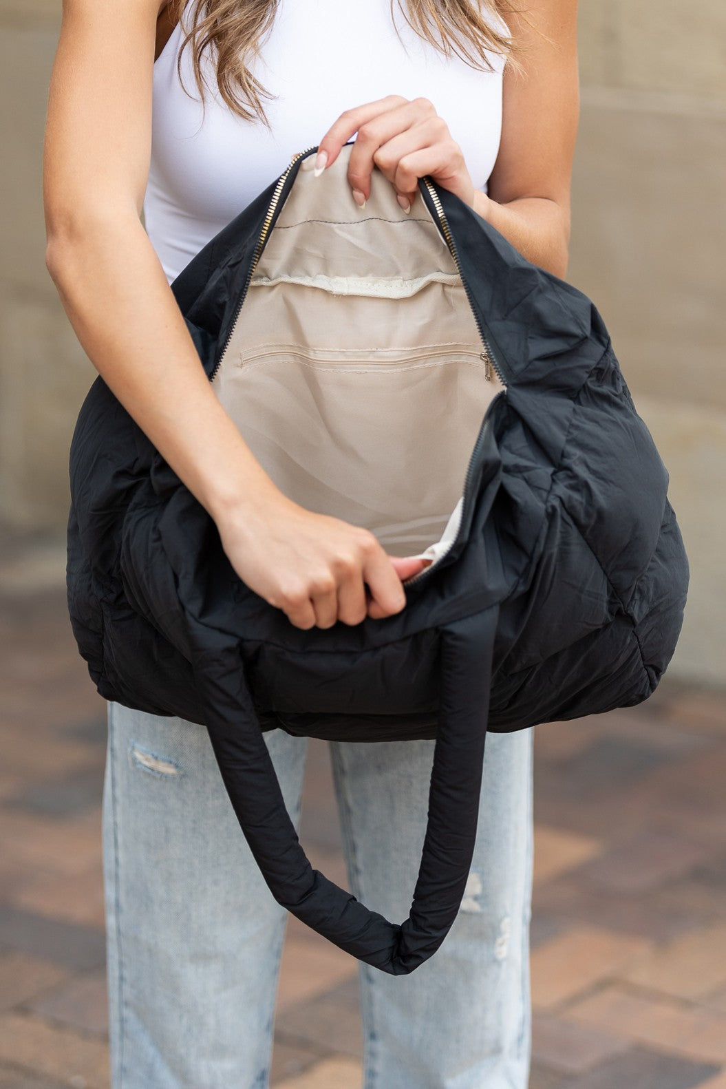 Daphne Top Zip Puffer Tote Aili's Corner