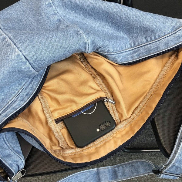 Tatum Denim Sling Cotton Bag with Adjustable Strap Aili's Corner