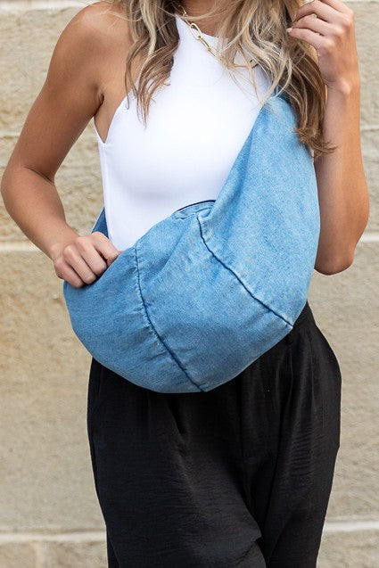 Tatum Denim Sling Cotton Bag with Adjustable Strap Aili's Corner