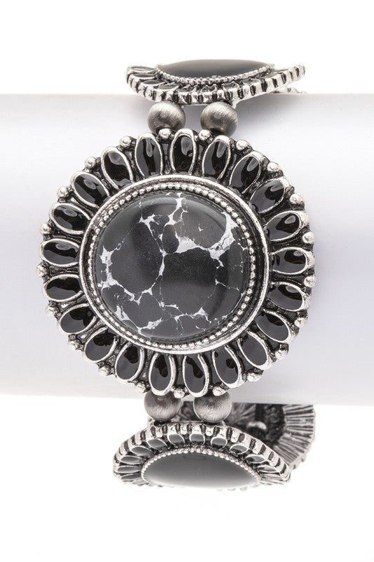 Compressed Stone Western Boho Stretch Bracelet LA Jewelry Plaza