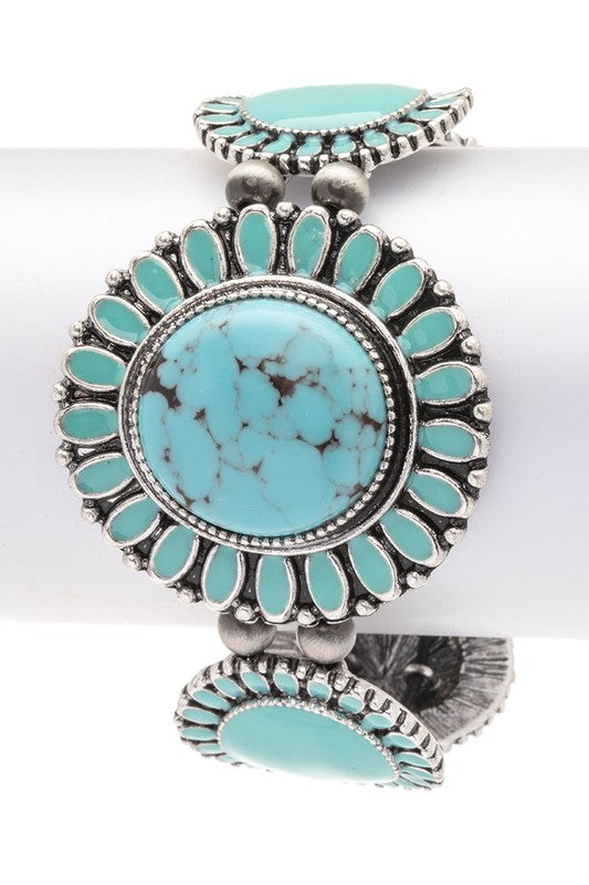 Compressed Stone Western Boho Stretch Bracelet LA Jewelry Plaza