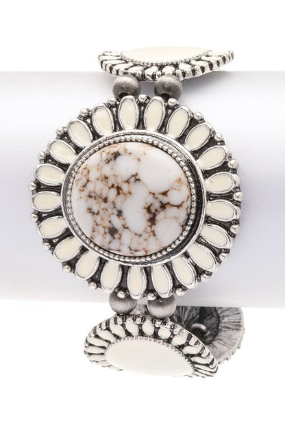 Compressed Stone Western Boho Stretch Bracelet LA Jewelry Plaza