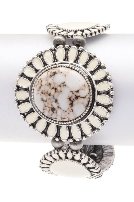 Compressed Stone Western Boho Stretch Bracelet