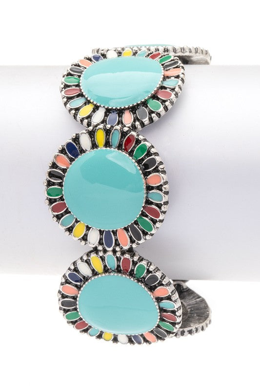Compressed Stone Western Boho Stretch Bracelet LA Jewelry Plaza