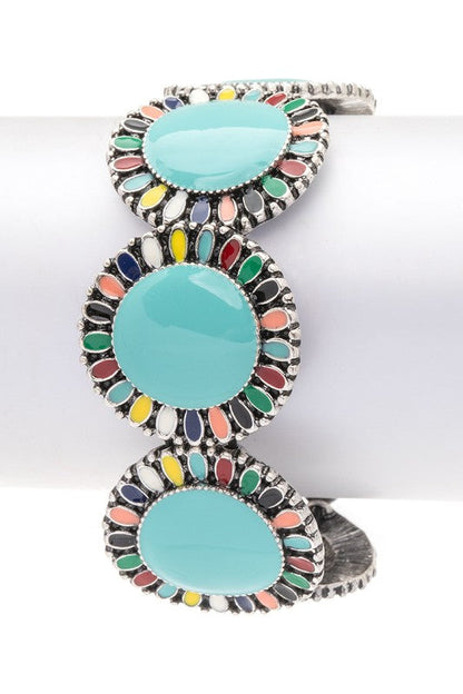 Compressed Stone Western Boho Stretch Bracelet LA Jewelry Plaza