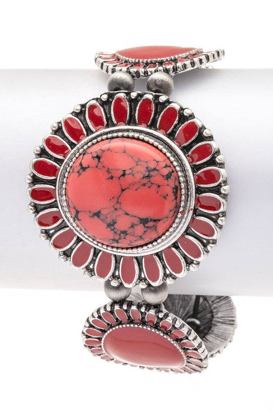 Compressed Stone Western Boho Stretch Bracelet LA Jewelry Plaza