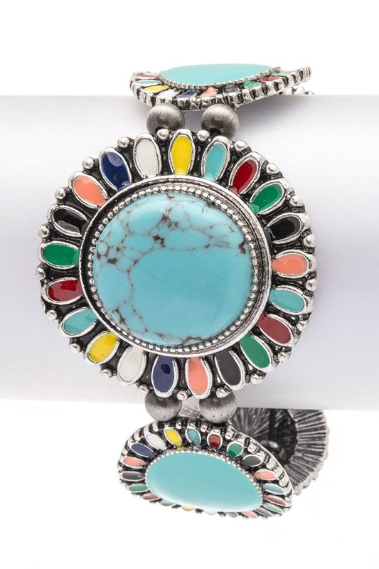 Compressed Stone Western Boho Stretch Bracelet LA Jewelry Plaza