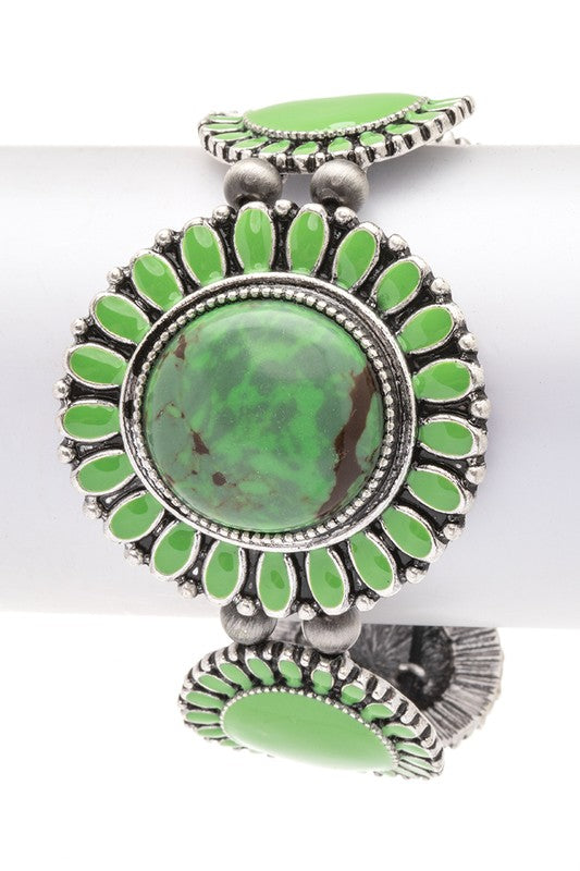 Compressed Stone Western Boho Stretch Bracelet LA Jewelry Plaza