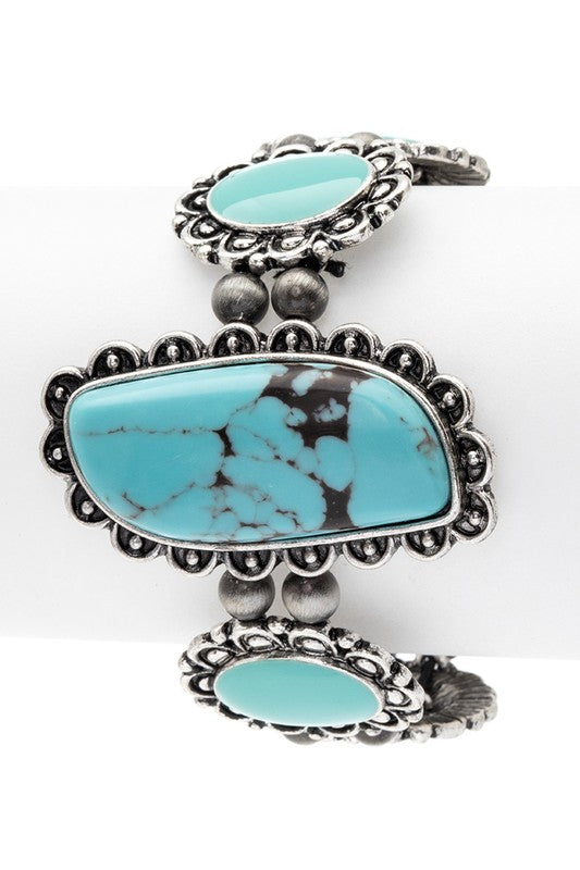Iconic Turquoise Western Stretch Boho Bracelet LA Jewelry Plaza