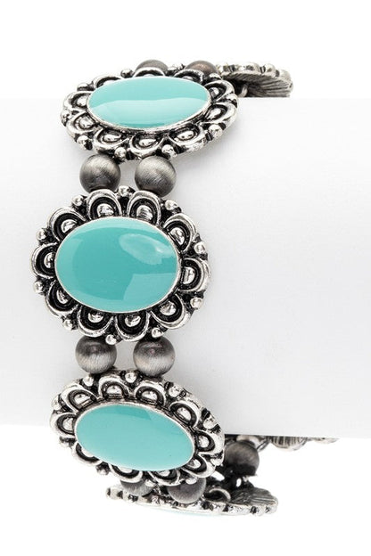 Iconic Turquoise Western Stretch Boho Bracelet LA Jewelry Plaza