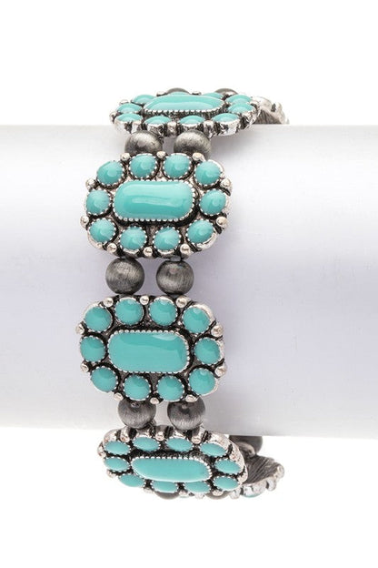 Western Square Stone Boho Stretch Bracelet LA Jewelry Plaza
