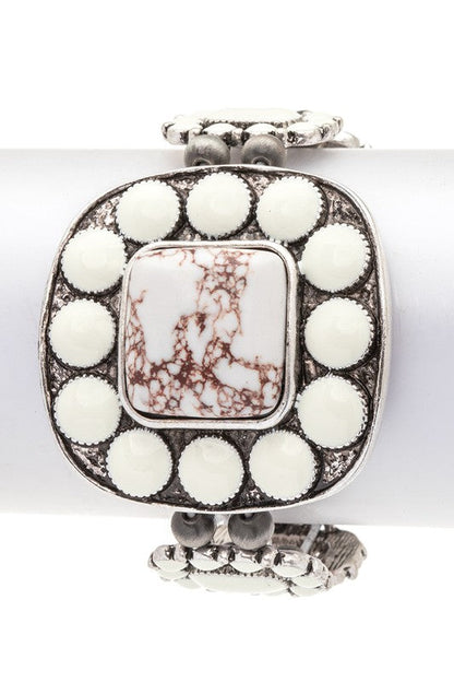 Western Square Stone Boho Stretch Bracelet LA Jewelry Plaza