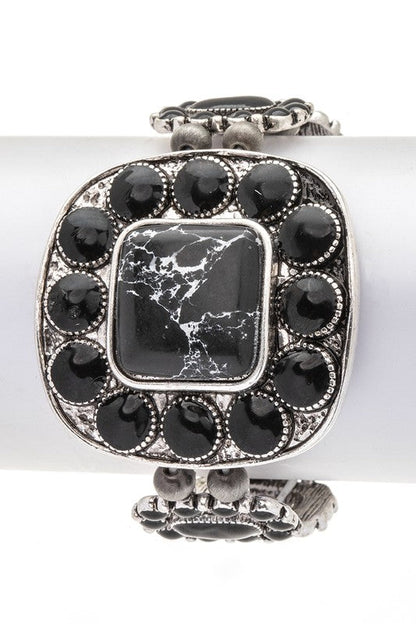 Western Square Stone Boho Stretch Bracelet LA Jewelry Plaza