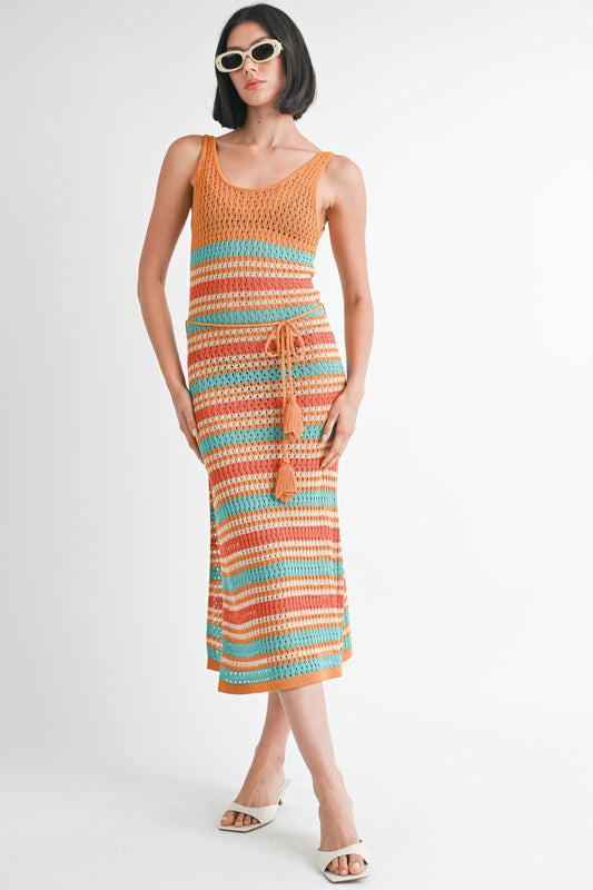 Side Slit Scoop Neck Crochet Cami Midi Dress Cover Up Emory Park