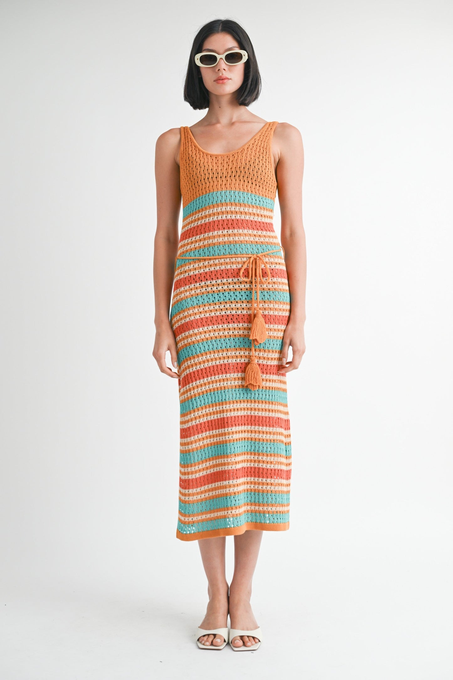 Side Slit Scoop Neck Crochet Cami Midi Dress Cover Up Emory Park