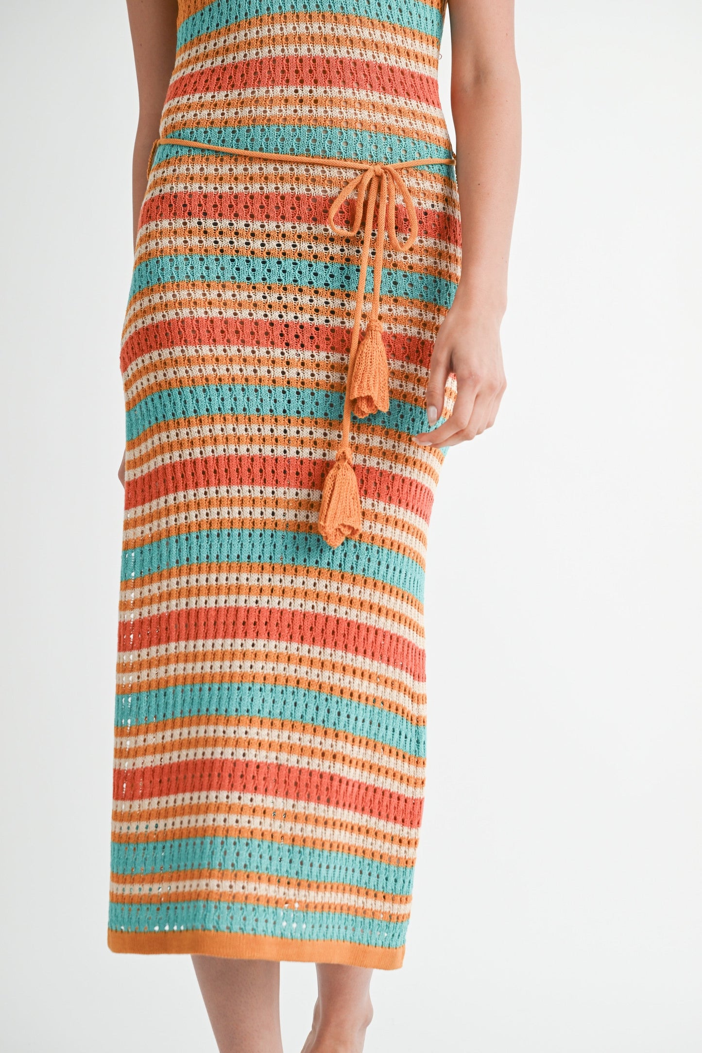 Side Slit Scoop Neck Crochet Cami Midi Dress Cover Up Emory Park