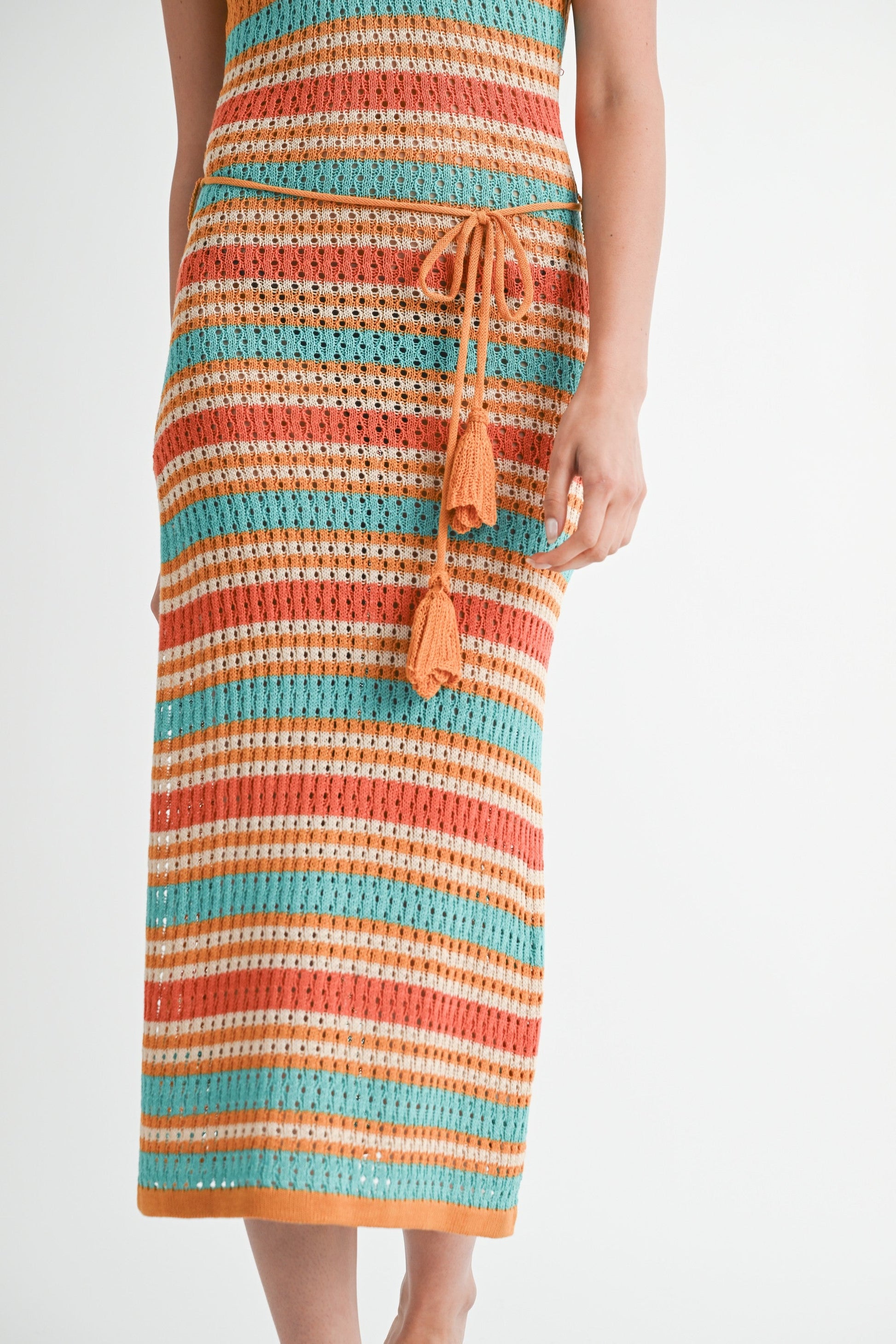 Side Slit Scoop Neck Crochet Cami Midi Dress Cover Up Emory Park