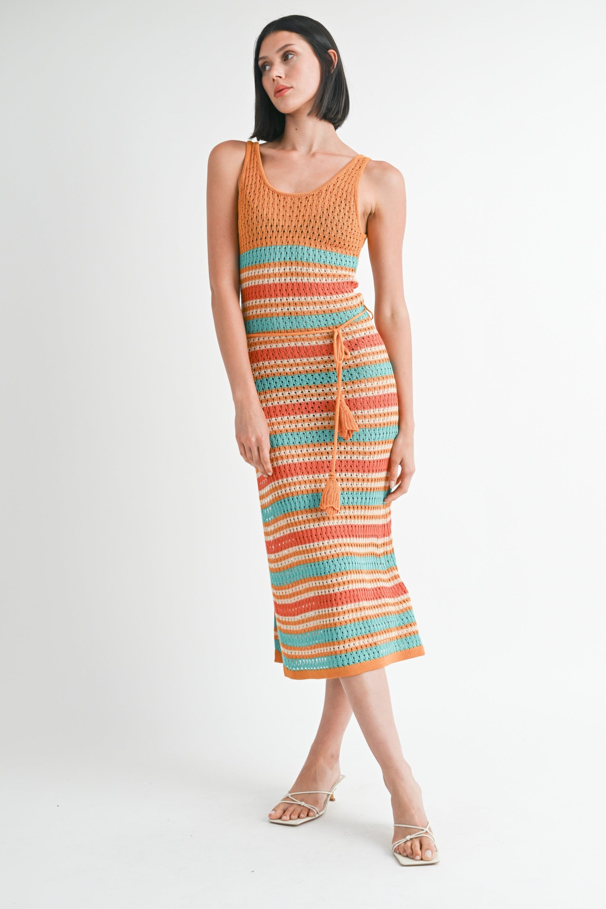 Side Slit Scoop Neck Crochet Cami Midi Dress Cover Up Emory Park