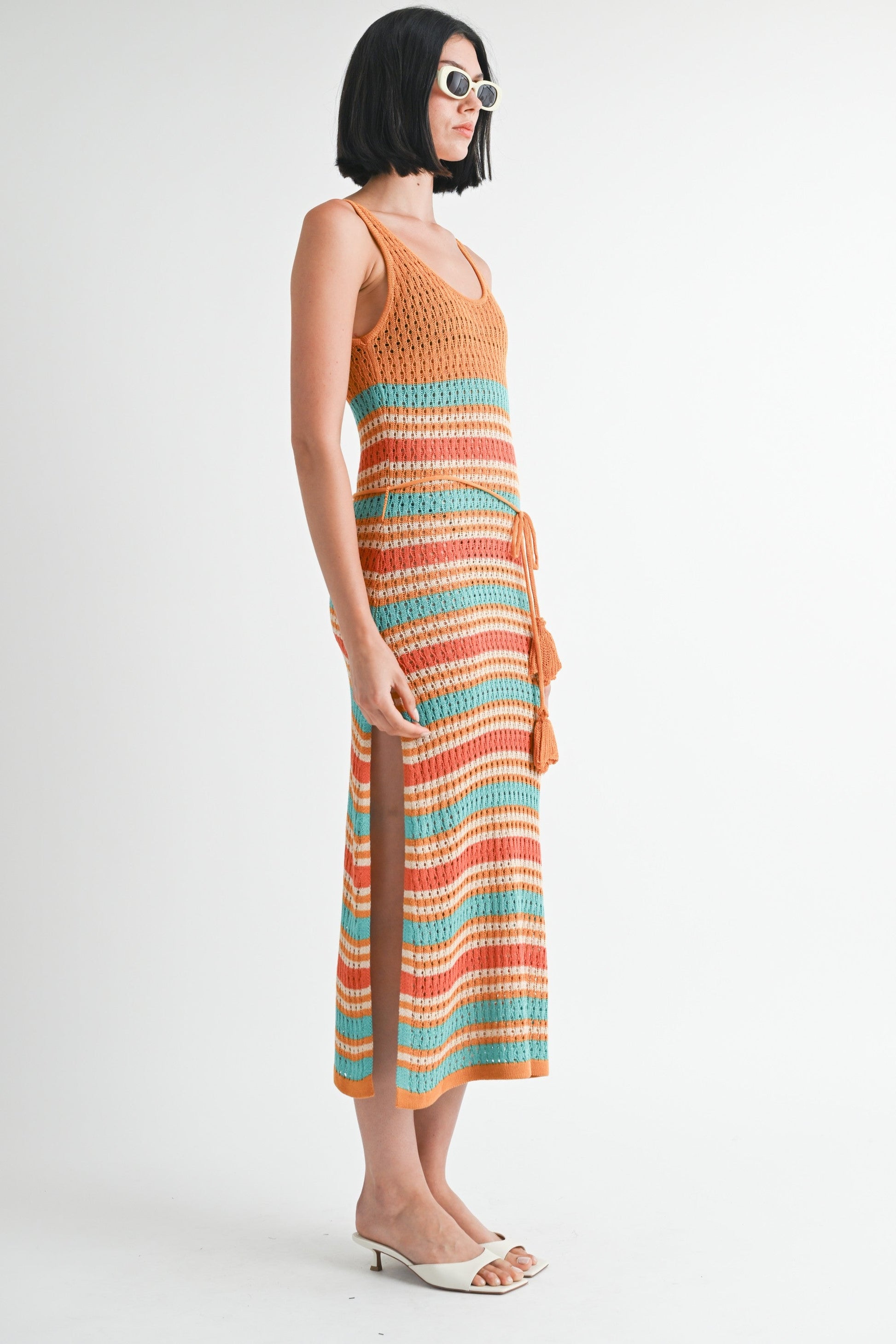Side Slit Scoop Neck Crochet Cami Midi Dress Cover Up Emory Park