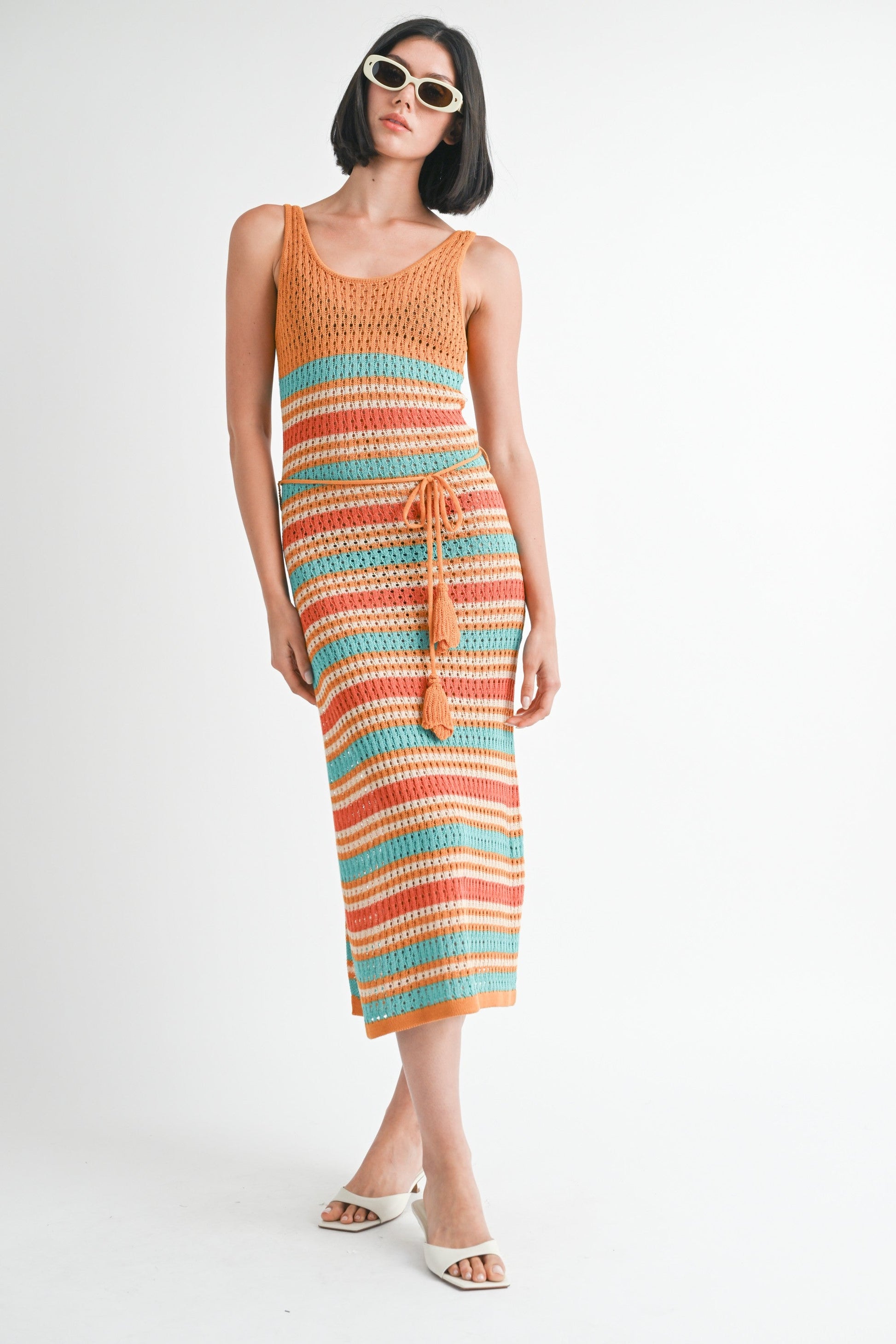 Side Slit Scoop Neck Crochet Cami Midi Dress Cover Up Emory Park