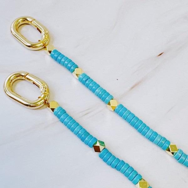 Turquoise Golden Edge Bag Charm - 18k Gold Plated