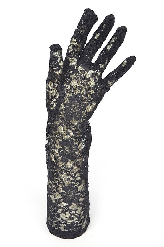 Intricate Floral Pattern Lace Elegant Vintage Gloves LA Jewelry Plaza