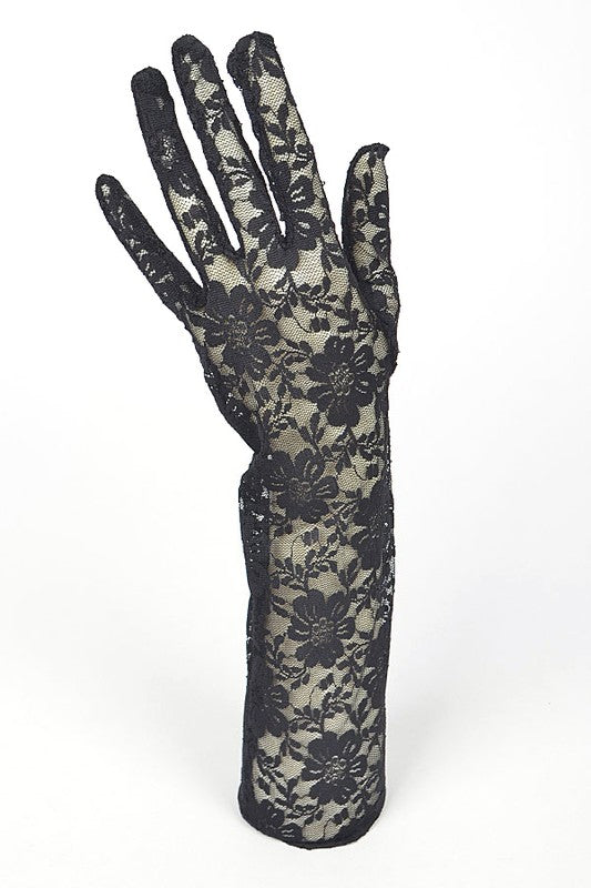 Intricate Floral Pattern Lace Elegant Vintage Gloves