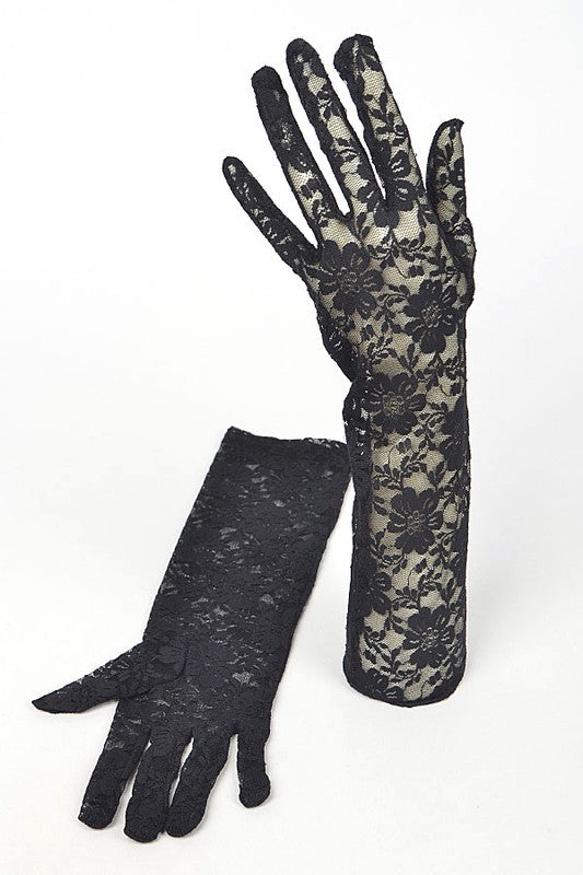 Intricate Floral Pattern Lace Elegant Vintage Gloves LA Jewelry Plaza