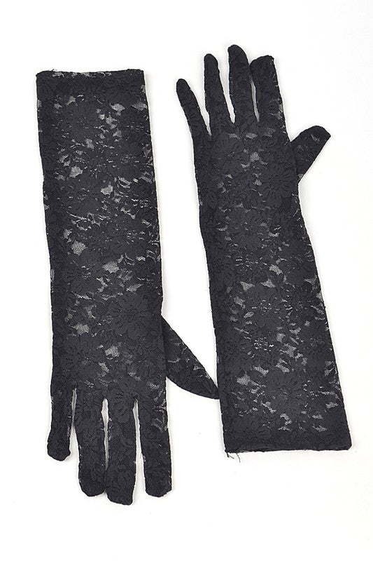 Intricate Floral Pattern Lace Elegant Vintage Gloves LA Jewelry Plaza