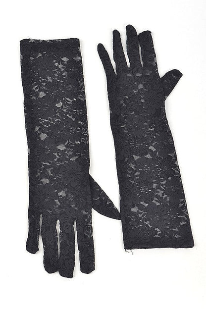 Intricate Floral Pattern Lace Elegant Vintage Gloves LA Jewelry Plaza