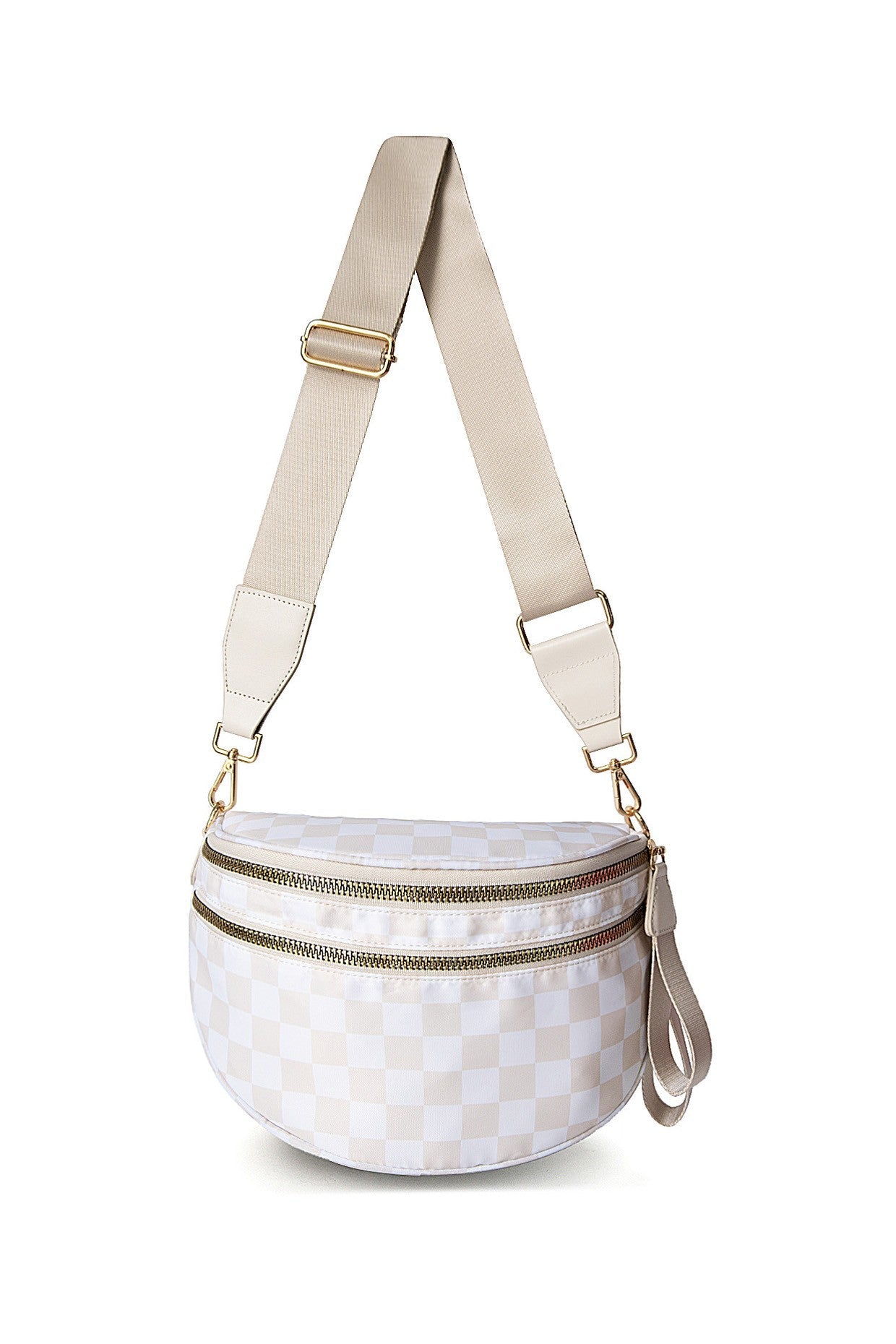 Frankie Oversize Double Zip Print Crescent Sling Bag Aili's Corner
