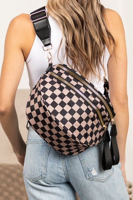 Frankie Oversize Double Zip Print Crescent Sling Bag Aili's Corner