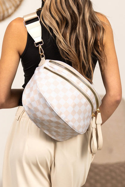 Frankie Oversize Double Zip Print Crescent Sling Bag Aili's Corner