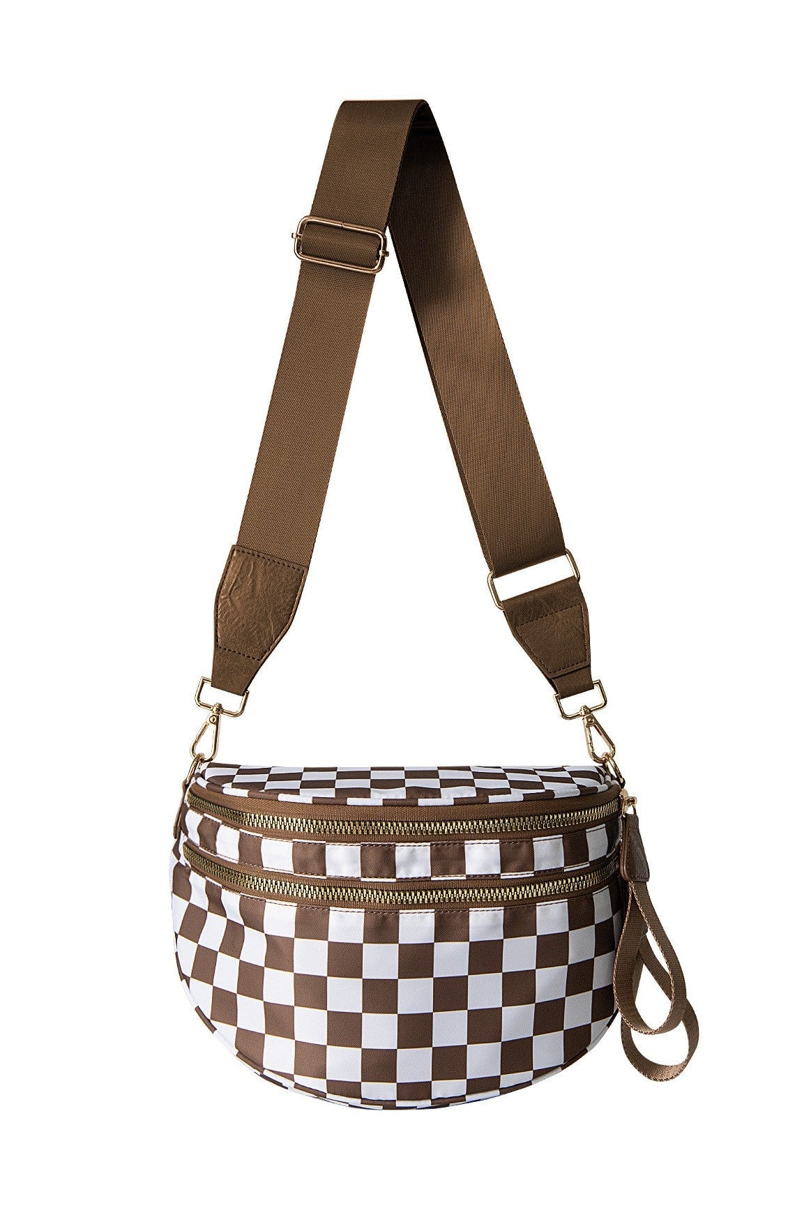 Frankie Oversize Double Zip Print Crescent Sling Bag Aili's Corner