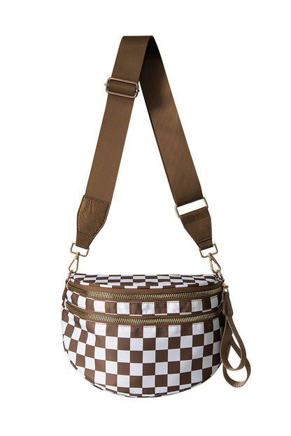 Frankie Oversize Double Zip Print Crescent Sling Bag Aili's Corner