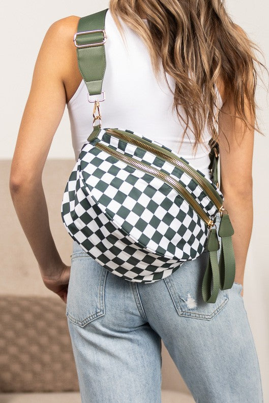 Frankie Oversize Double Zip Print Crescent Sling Bag Aili's Corner