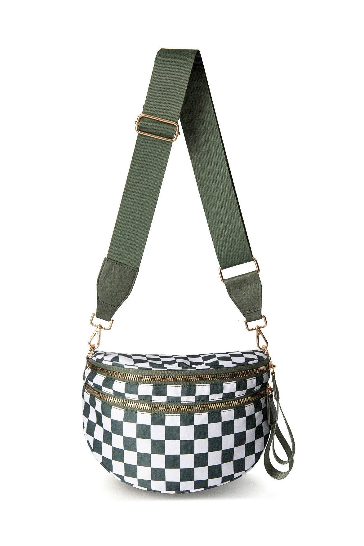 Frankie Oversize Double Zip Print Crescent Sling Bag Aili's Corner