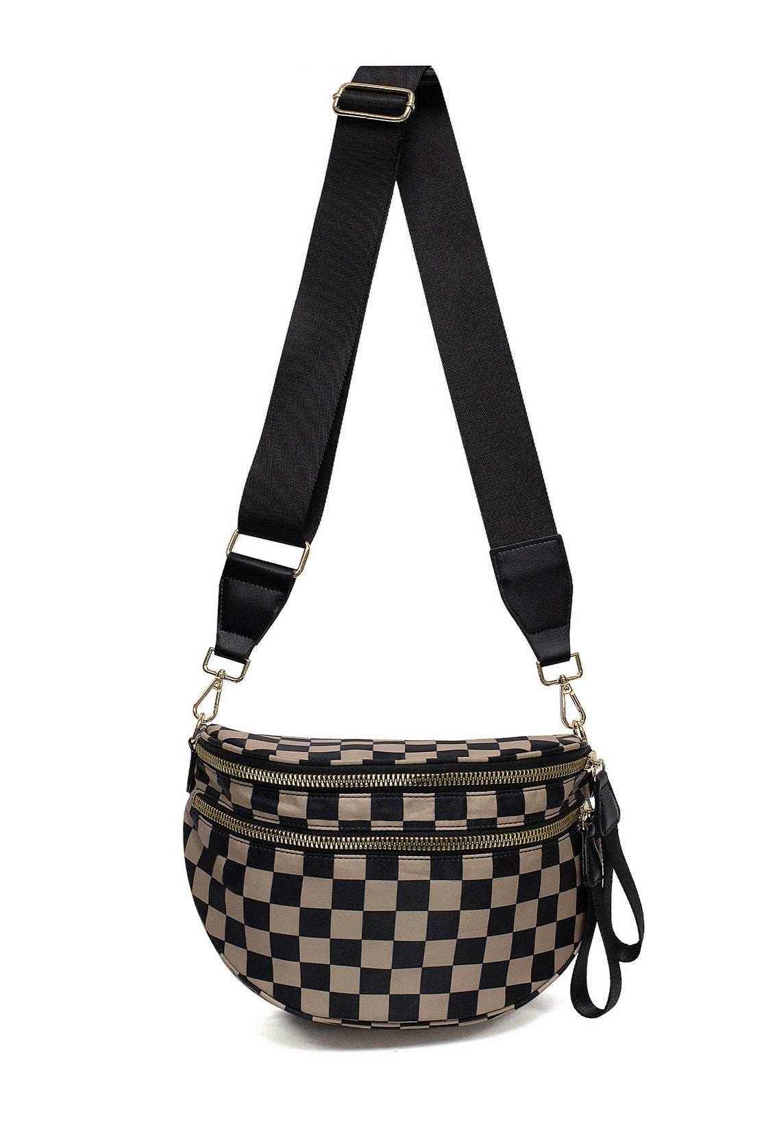 Frankie Oversize Double Zip Print Crescent Sling Bag Aili's Corner
