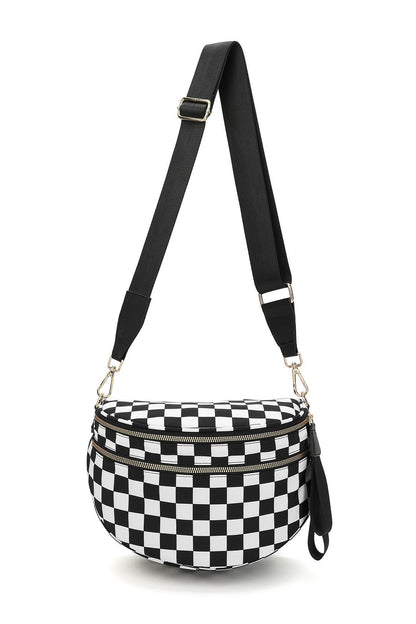Frankie Oversize Double Zip Print Crescent Sling Bag Aili's Corner