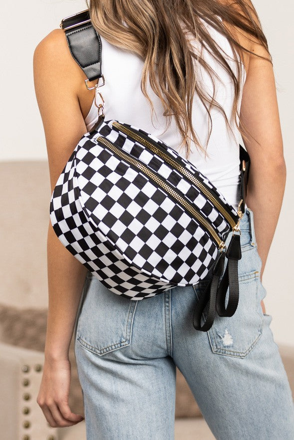 Frankie Oversize Double Zip Print Crescent Sling Bag Aili's Corner