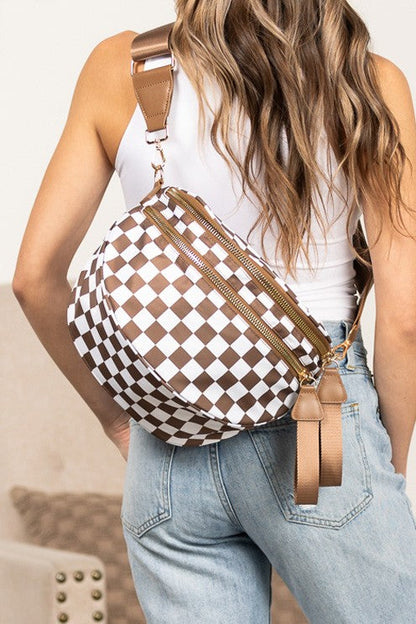 Frankie Oversize Double Zip Print Crescent Sling Bag Aili's Corner