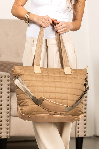 Mila Quilted Traveler Tote with Mini Clutch - 2 Piece Set Aili's Corner