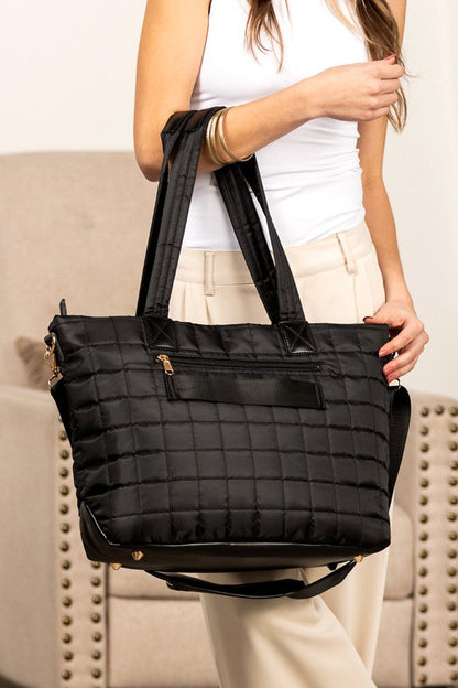 Mila Quilted Traveler Tote with Mini Clutch - 2 Piece Set Aili's Corner