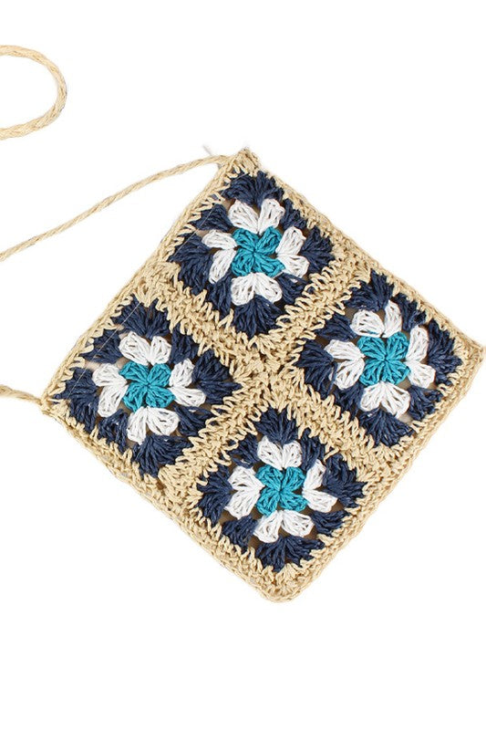 Eliza Crochet Straw Crossbody Strap Bag Aili's Corner