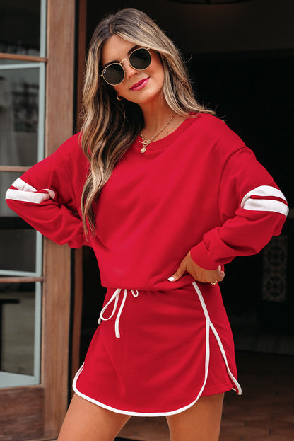 Sophia Varsity Sportwear Casual 2 Piece Skirt Outfit Set  DAME BOHEME
