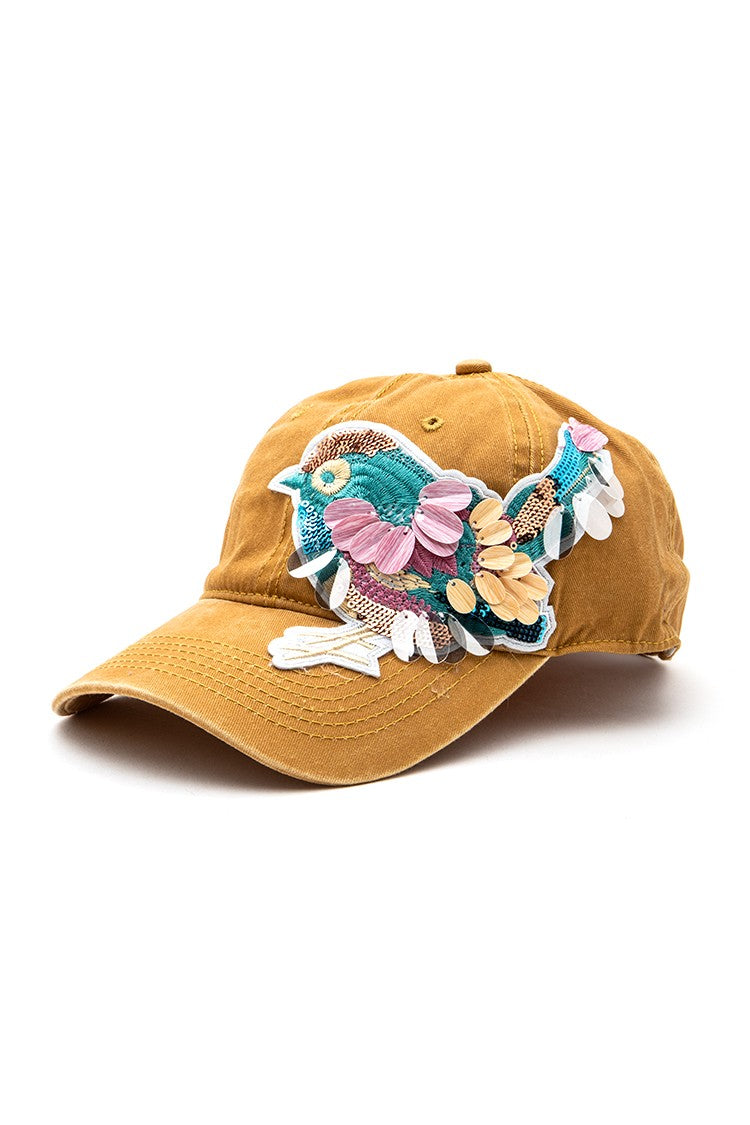 Mix Media Bird Patch Vintage Cotton Canvas Cap LA Jewelry Plaza