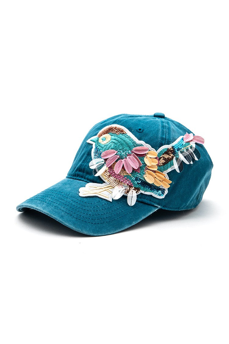 Mix Media Bird Patch Vintage Cotton Canvas Cap LA Jewelry Plaza
