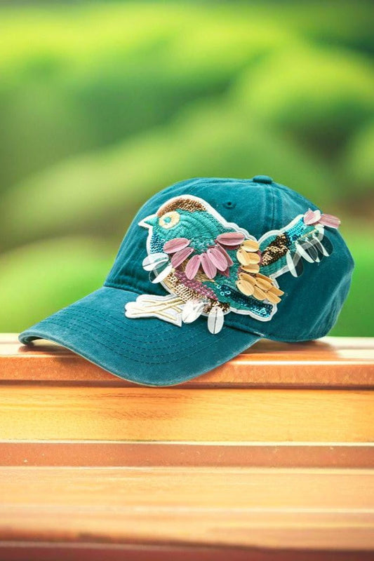 Mix Media Bird Patch Vintage Cotton Canvas Cap LA Jewelry Plaza