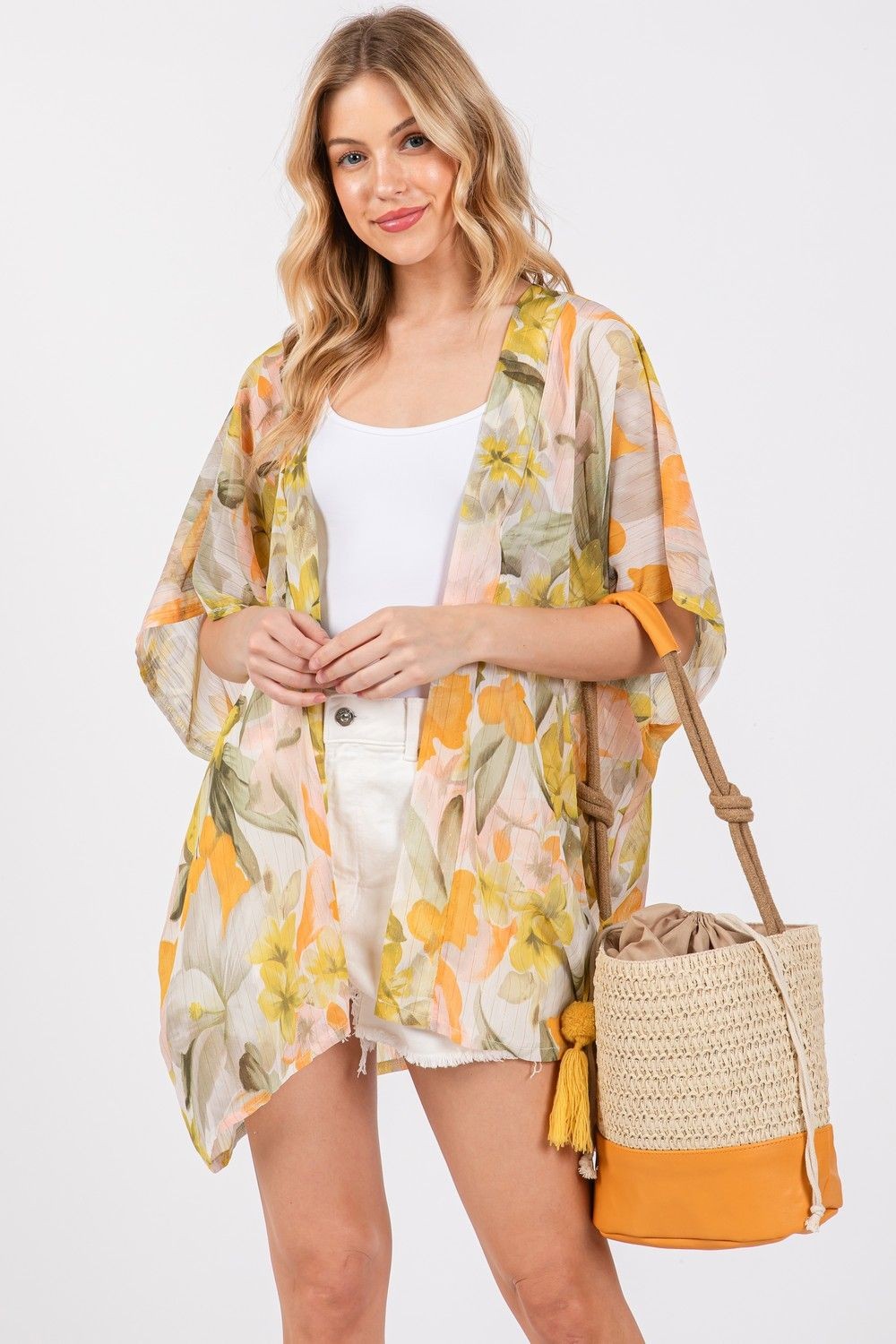 Faux Straw Summer Bucket Boho Bag LA Jewelry Plaza