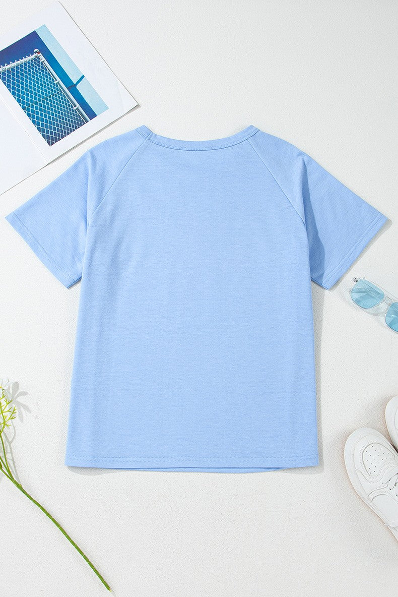 Women Striped Patch Front Casual Tee YNIQUE